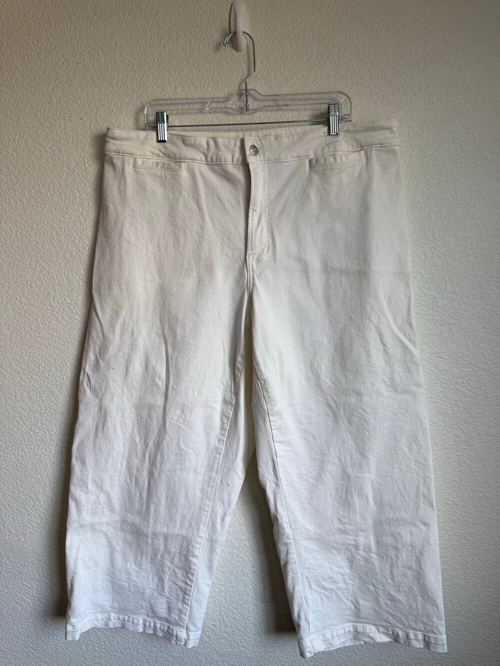 Madewell Women Jeans 18W Curvy Emmett Wide Leg FLAW Ivory Cream White